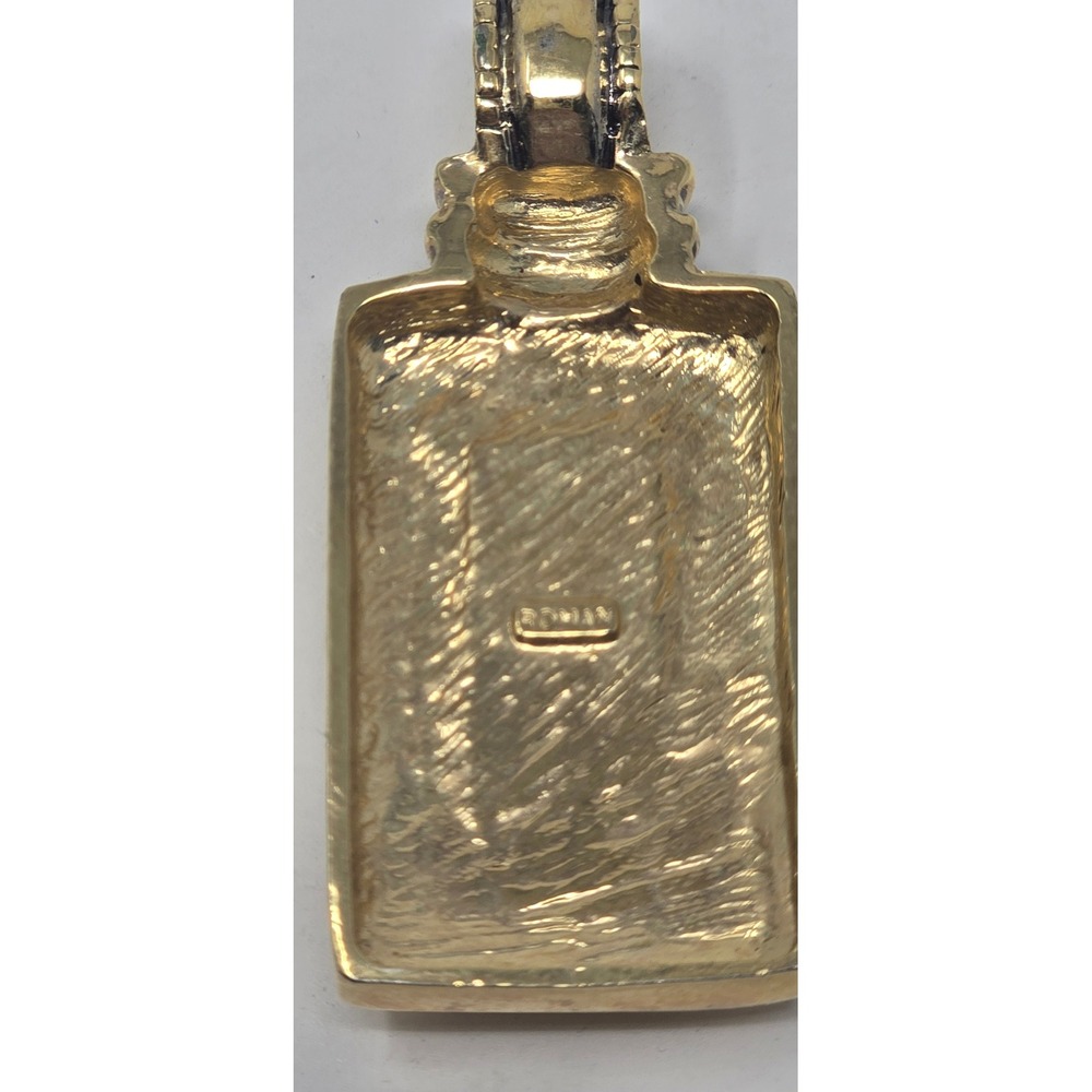 Vtg Roman signed Unakite pendant gold tone semi precious stone boho chic earthy - Picture 6 of 6